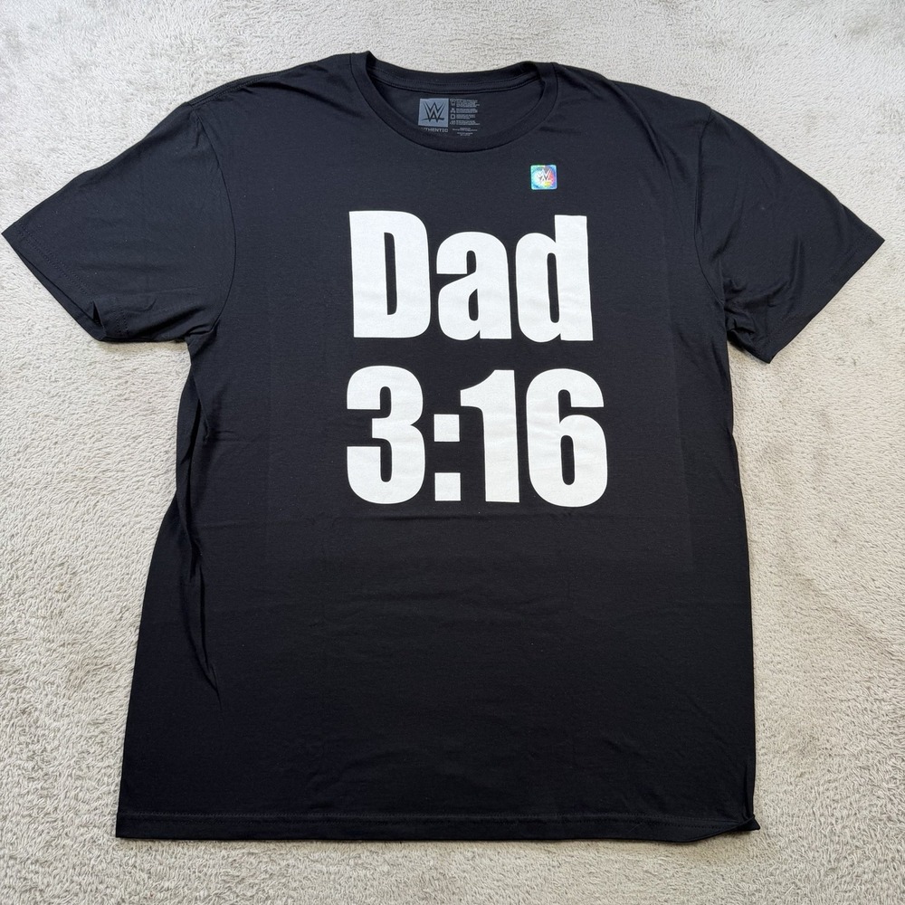 Dad 3:16 Stone Cold Steve Austin T-Shirt Mens Large Black Pro Wrestling WWE Tee